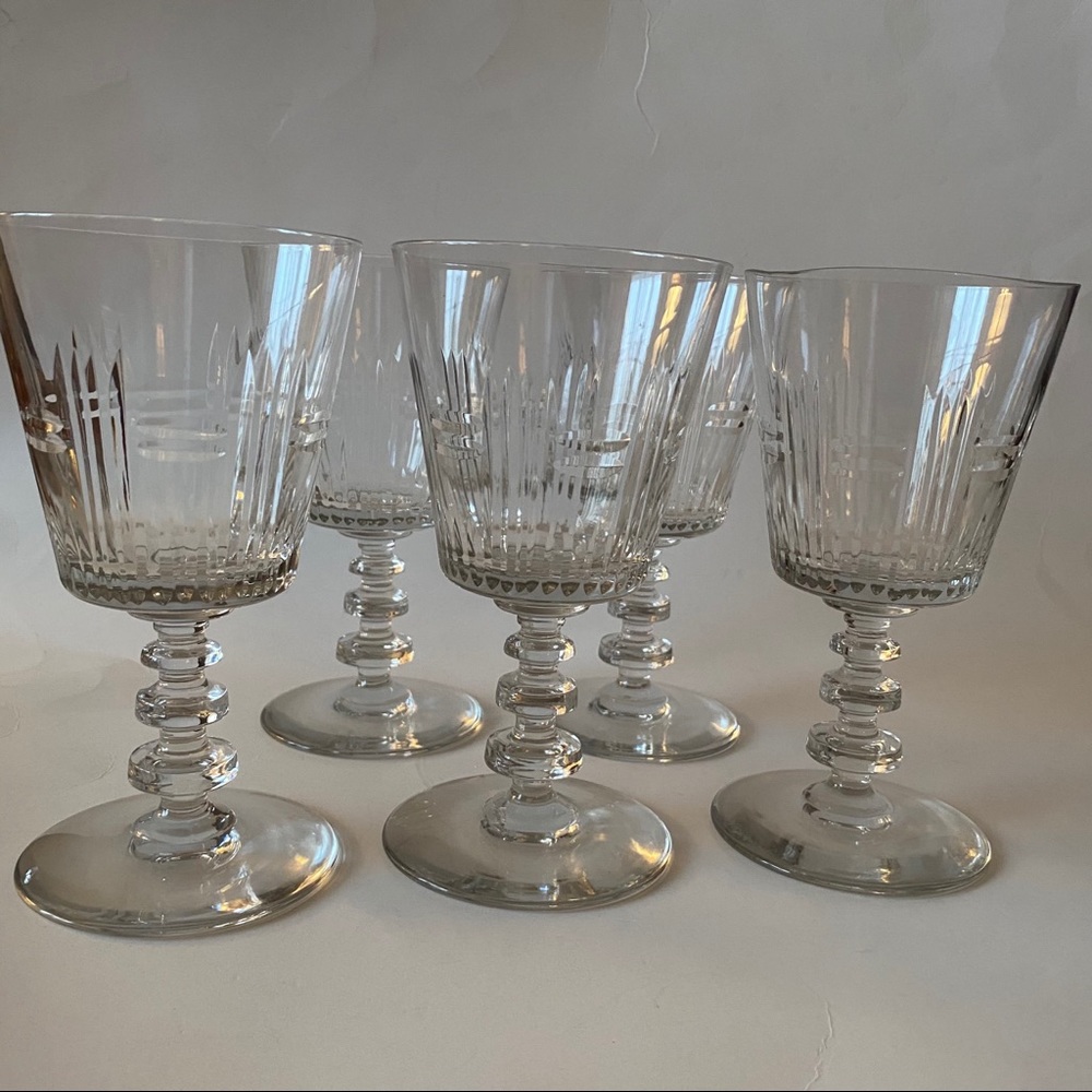 Set Of 5 Crystal Water Or Wine Glasses 8-10 Oz